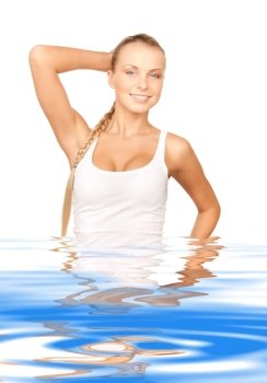beautiful woman in cotton undrewear in water