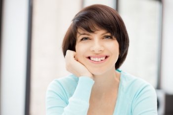 bright picture of happy and smiling woman