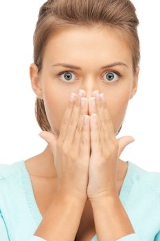 bright picture of woman with expression of surprise