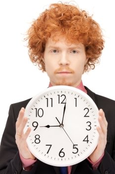 bright picture of handsome man with clock