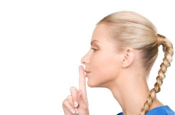 bright picture of teenage girl with finger on lips