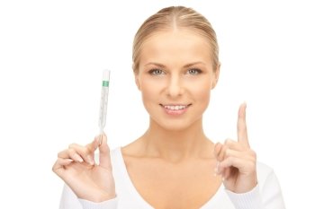 picture of attractive female doctor with thermometer

