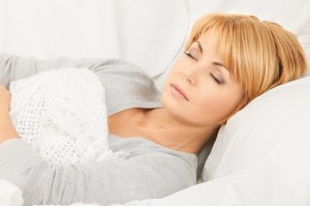 bright closeup picture of sleeping woman face
