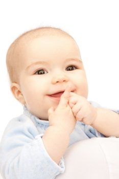 bright picture of adorable baby over white
