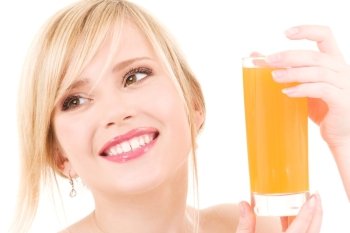 bright picture of lovely girl with glass of juice