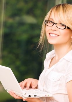 picture of office girl with laptop computer
