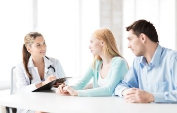 bright picture of doctor with patients in cabinet