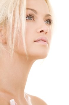 bright picture of lovely blonde over white