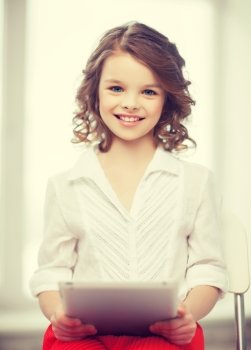 picture of beautiful pre-teen girl with tablet pc