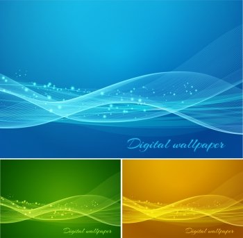 Shiny color waves vector backgrounds