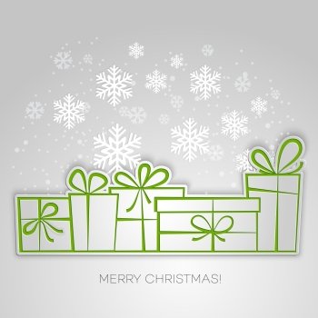 Merry Christmas gift card. Paper design. Vector illustration. EPS 10
