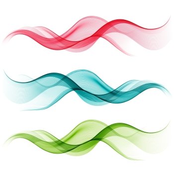 Abstract motion smooth color wave . Set of Curve green, blue and red lines