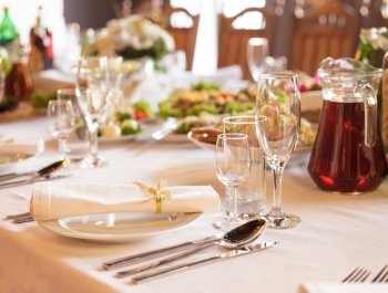 Serving table prepared for event party or  wedding