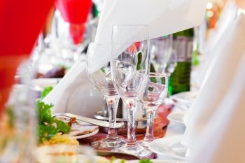 Restourant’s table prepared for celebrating event