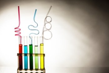 Cocktails in test tubes - creative alcohol bar drinks