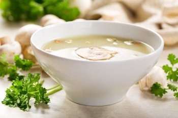 mushroom cream soup with fresh parsley