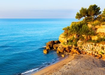 Spanish coast with rocks of Mediterranean sea