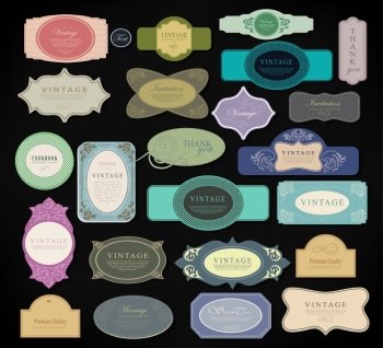 set retro vintage ribbons and label can be used for invitation, congratulation or website