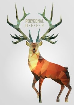 Abstract polygonal deer. Geometric hipster illustration. Polygonal antlers.