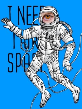 Space concept with astronaut and Quote Background, typography. Cosmic poster