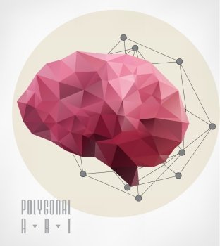 Abstract polygonal brain. Geometric hipster illustration. low poly illustration. Polygonal modern elements