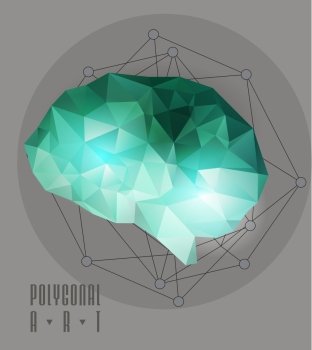 Abstract polygonal brain. Geometric hipster illustration. low poly illustration. Ladybird polygonal