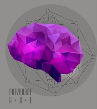 Abstract polygonal brain. Geometric hipster illustration. low poly illustration. Ladybird polygonal