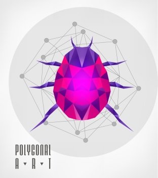 Abstract polygonal beetle. Geometric hipster illustration. Polygonal poster. low poly illustration. Ladybird polygonal