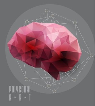 Abstract polygonal brain. low poly illustration. Creative poster. Abstract polygonal brain