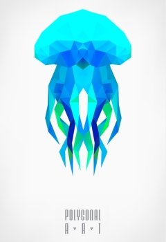 Abstract polygonal jellyfish. low poly illustration. Creative poster. Abstract polygonal. Geometric illustration