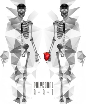 Polygonal skeleton. low poly illustration. Polygonal creative poster. Polygonal modern elements