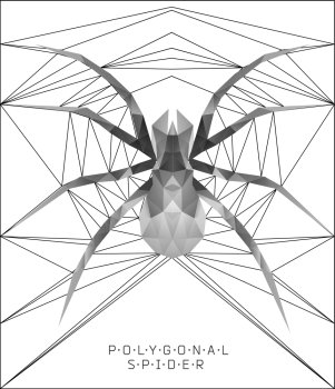 Polygonal spider. Geometric  line illustration. Polygonal creative poster. low poly illustration. Polygonal spider. Geometric  illustration