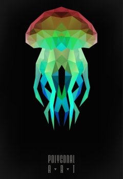 Abstract polygonal jellyfish. low poly illustration. Creative poster. Abstract polygonal. Geometric illustration