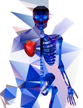 Polygonal skeleton. low poly illustration. Polygonal creative poster. Polygonal modern elements