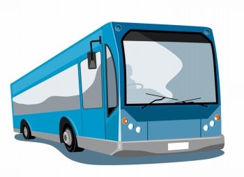Illustration of a shuttle coach bus on isolated background