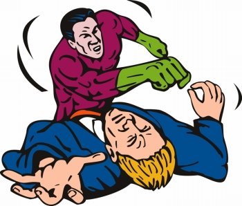 illustration of a cartoon super hero running punching isolated on white background. cartoon super hero running punching