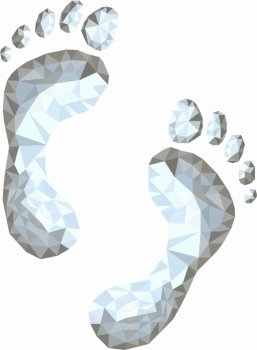 Low polygon style illustration of a footprint set on isolated white background.. Footprint Low Polygon