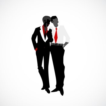 Private discreet conversation in business style vector illustration