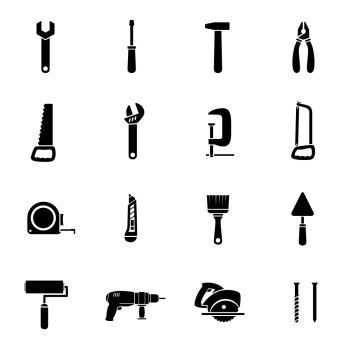 Tools icons set of wrench hammer spanner and screw isolated vector illustration