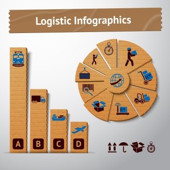 Logistic transportation service cardboard infographics elements for charts and graphs vector illustration
