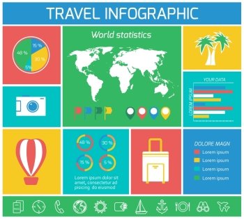 Vacations travel infographics elements for charts and graphs vector illustration