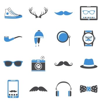 Hipster geek urban fashion elements and accessories icons set vector illustration