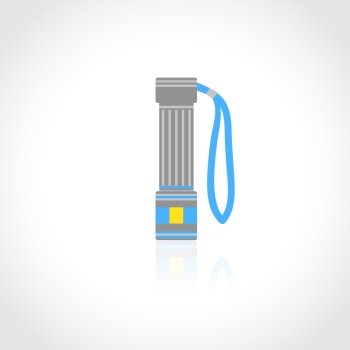 Electric flashlight flat icon isolated on white background vector illustration