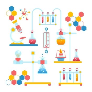 Science research chemistry education laboratory equipment scientific research infographic set vector illustration