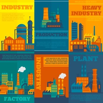 Factory building industry and technology concept with manufactory and industrial icons vector illustration