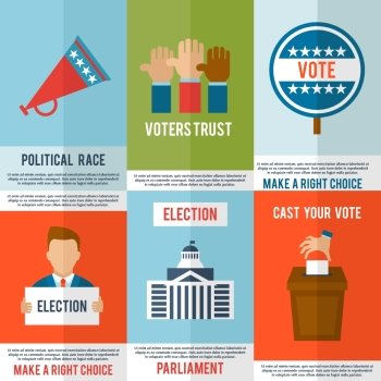Election voting and debate mini poster set isolated vector illustration