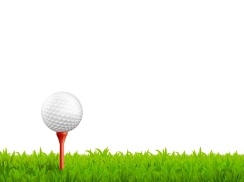 Golf Realistic Illustration .  Golf realistic background with ball on a tee and green grass vector illustration 