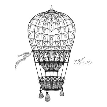 Retro style hand pencil drawn hot air balloon vector illustration. Hot Air Balloon