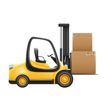 Lift truck with box isolated on white background vector illustration. Lift Truck With Box