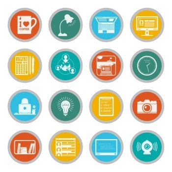 Freelance icons flat set. Freelance icons flat set with work from home elements isolated vector illustration